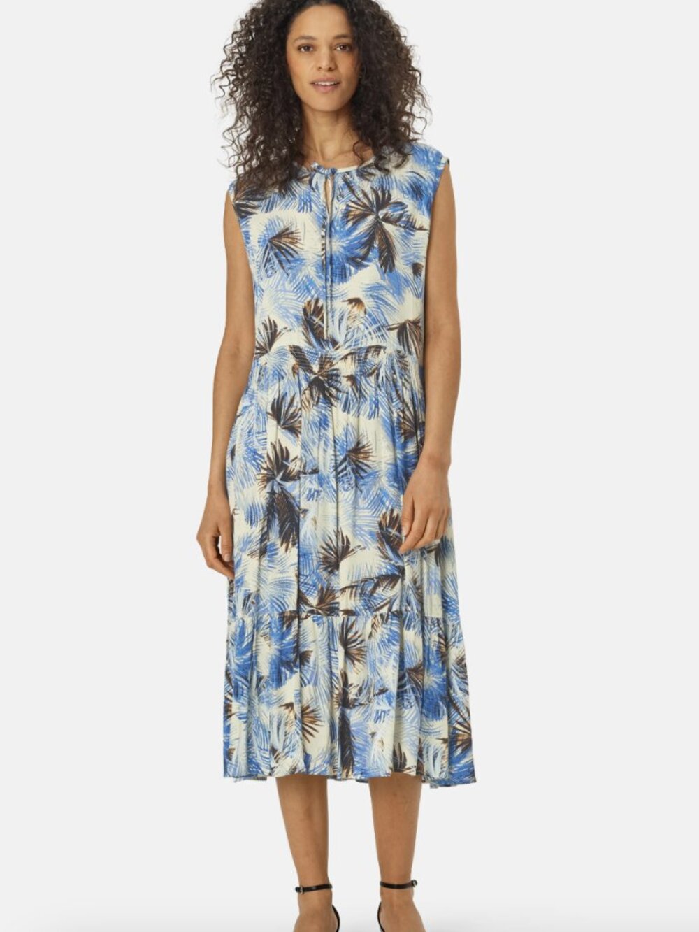 Masai Copenhagen Otania sleeveless dress Abstract Leaf Print Relaxed Fit Sz M